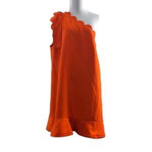 Victoria Beckham Target Orange One Shoulder Dress Womens XL Ruffle Hem
